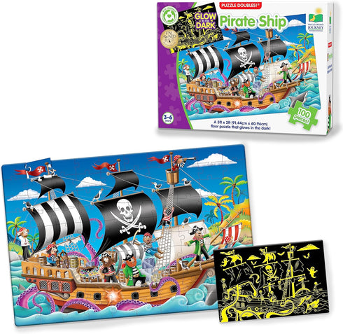 The Learning Journey Puzzle Doubles Glow In The Dark – Pirate Ship - 100 Piece Preschool Puzzle for Ages 3+