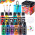 JOYIN 12PCS Washable Kids Tempera Paint Set (2 oz Each) with Brushes, Palette & Clean Bucket