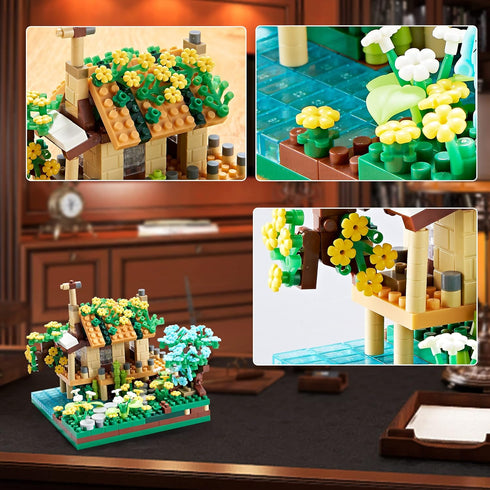Architecture Port Cabin Building Set Model Kit - 600 PCS Mini Blocks with 2 Figures, Gift for Kids and Adults