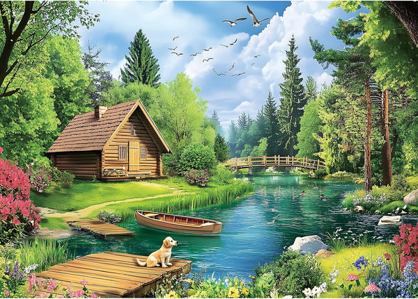 VOLUVOLU 1000 Piece Puzzles for Adults, Spring and Summer Landscape Jigsaw Puzzle, Wooden