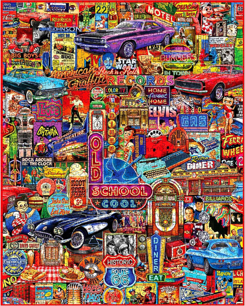 1000 24"x30" White Mountain Piece Jigsaw Puzzle Retro Nostalgic Collage Puzzles with Large Pieces Gift for Adults