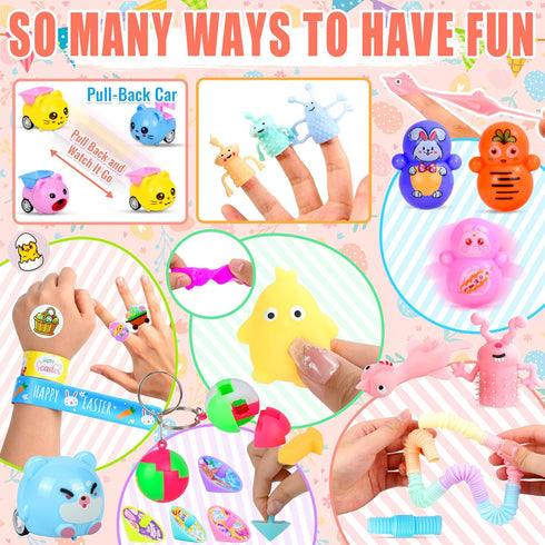 OCTERIC 360 Set, 120 240 Pcs Pastel Prefilled Easter Toy Plastic Eggs Filled with Assorted Toys Stickers for Kids Boys