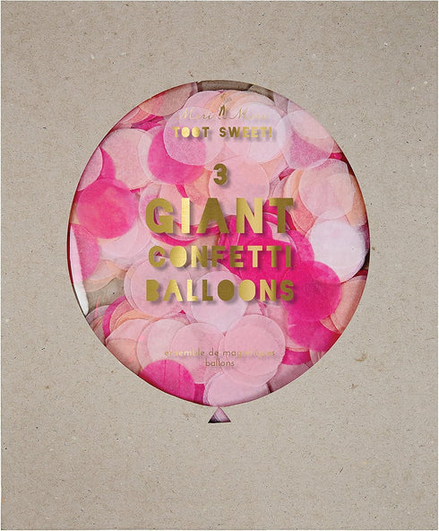 Meri Meri Pink Giant Confetti Balloon Kit, Pack of 3 Balloons