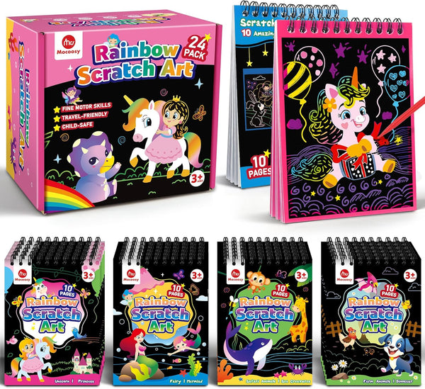 Mocoosy 24 Pack Scratch Art Party Favors for Kids Ages 4-8-12, Birthday