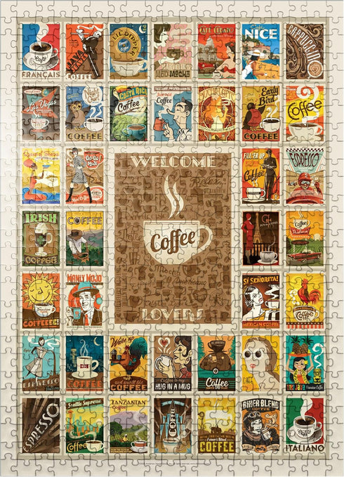 MyPuzzle Coffee Collection: Multi-Image Print, Vintage Poster - 500 Piece Jigsaw Puzzle