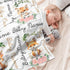 Novusopt Monogrammed Fox Baby Personalized Floral Receiving Blanket with Customized Name for Newborn Babies Nursery