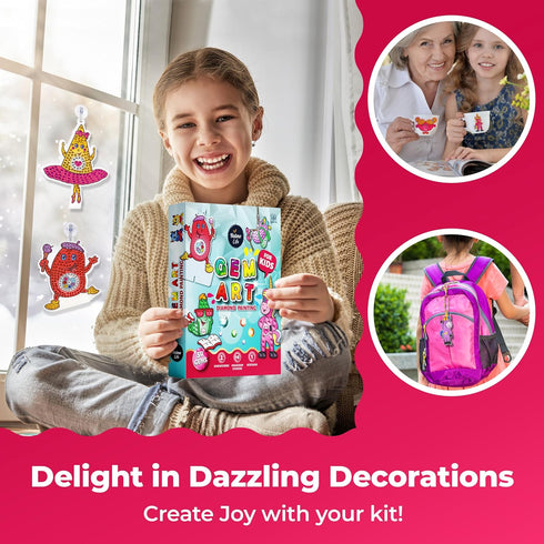 Halmolife Big Gem Diamond Painting Kits, Stickers, Keychain & Suncatcher DIY Kit, Arts and Crafts for Kids Ages 4-8+