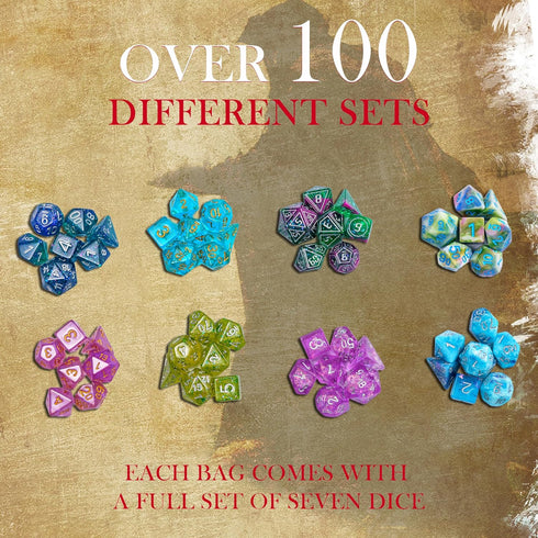Mystery Dice Set D&D, 7PCS Polyhedral Dice with Multi Styles, Random Pattern, Resin Dice for Dungeons and Dragons