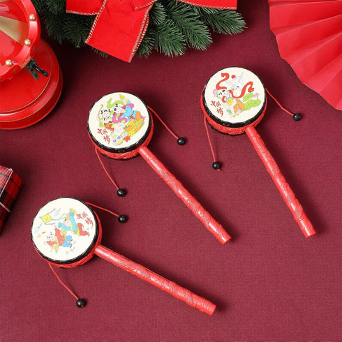 Toyvian 9 pcs Monkey Drum Hand Rattle, Educational Twist Drum Percussion Instrument with Random Pattern