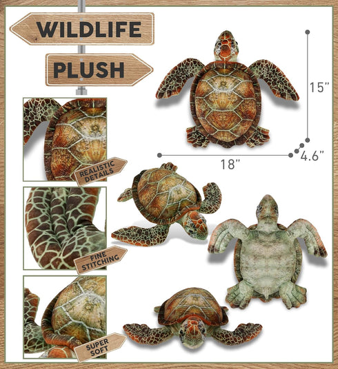 14 Inches DolliBu Sea Turtle Stuffed Animal - Huggable Turtle Plush, Adorable Playtime Sea Turtle Plush Toy, Cute Sea