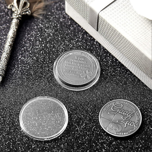 Hicarer 4 Leaf Clover Lucky Coins Specie Charms for St. Patrick's Day Party with 1 Black Flannel Storage Bag for Good