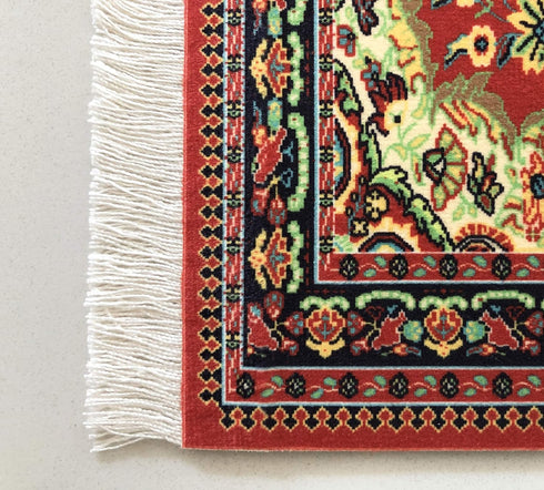Red Dollhouse Rug, Miniature Accessory, Carpet for 3” to 12” Dolls, 10 x 7 Rectangle