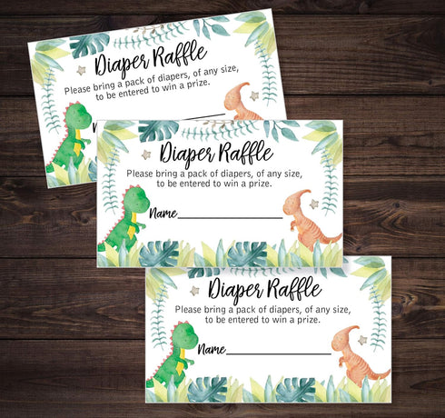 All Ewired Up 50 Dinosaur Diaper Raffle Tickets, Baby Shower Invitations, Supplies and Games for Baby Reveal Party