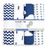 Premium Baby Changing Pad Covers 4 Pack - Pure Cotton Machine Washable Navy and White Changing Table Cover