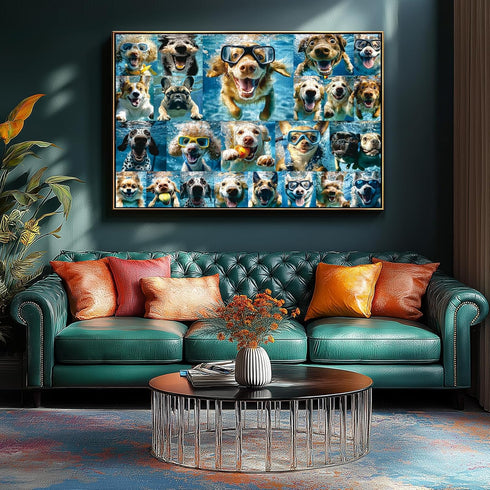 1000 1000 Underwater Dogs Jigsaw Puzzles Pieces for Adults Funny Cute Dogs Collage Puzzles for Adults Pieces