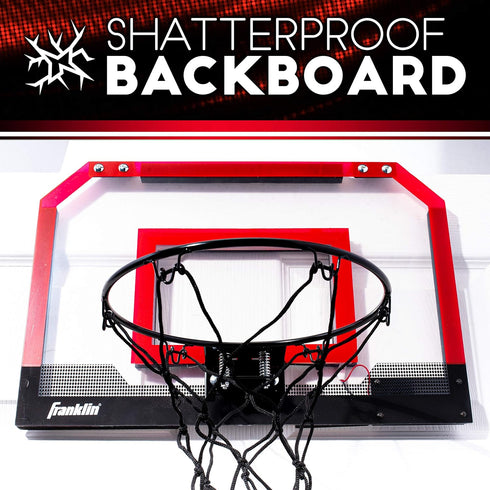 Franklin Sports Over the Door Mini-Basketball Hoop - Includes Ball & Pump, Breakaway Pro Style Steel Rim