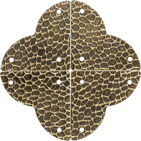 Dritz Home 44798-38 Small Hammered Quatrefoil Corner Campaign Hardware, Antique Brass (3-Pack)