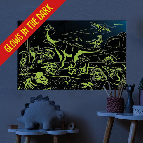 Glow in The Dark 100 Piece Dinosaur Puzzle for Kids - Jigsaw Toys for Boys & Girls Ages 6-8, Dino Gifts