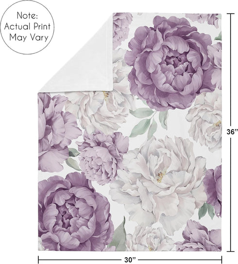 Sweet Jojo Designs Lavender Purple Boho Shabby Chic Floral Girl Soft Baby Blanket Receiving Security Stroller Swaddle
