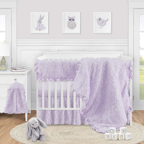Sweet Jojo Designs Purple Floral Rose Girl Baby Nursery Crib Bed Skirt Dust Ruffle - Solid Light Lavender Flower