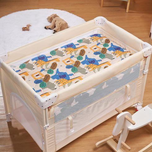 Pack 1''-3'' 39"x27", TILLYOU and Play Sheet - Soft Quilted Crib Cover Pad, Toddlers Mattress Protector with Deep