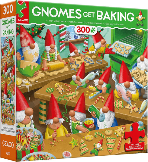 Ceaco - 300 Piece Jigsaw Puzzle - Holiday - Gnomes Get Baking