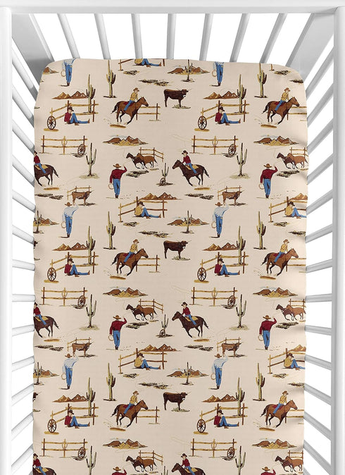 Sweet Jojo Designs Wild West Boy Jersey Stretch Knit Baby Fitted Crib