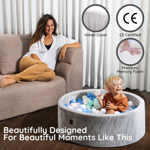 Fulton & Ivy (35"x11.8") 1-3 Premium Baby and Toddler Ball Pit | Easy to Clean Memory Foam Ball Pit Made with Non-Toxic