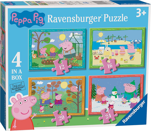 Ravensburger Peppa Pig Four Seasons Jigsaw Puzzles for Kids Age 3 Years Up, 4 in Box (12, 16, 20, 24 Pieces)