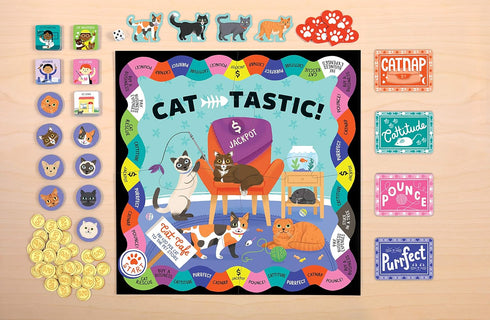 Mudpuppy Cat-tastic! Board Game – Exciting Cat Game for 2-4 Players, Teaches Cat Caring Skills for Ages 6+