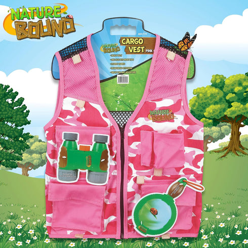5-8, NB525) Nature Bound Explorer Kids Cargo Vest for Fishing, Troops, Boating, Outdoor Play, or Safari Costume. Pink