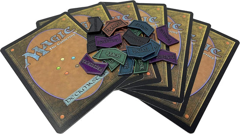 Citadel Black MTG Keyword Counters Set of 24 Metal Tokens with Velvet Drawstring Pouch, Antique Finish