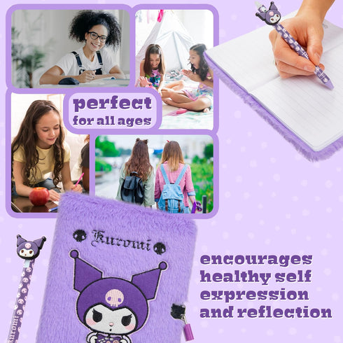 Hello Kitty A5 Set, Set Lockable Diary and Pen Stationery - Gifts for Her (Purple)