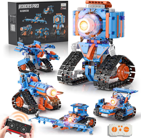 GLSQWZXD 5in1 Robot Building Kits for Kids 6-12, APP & Remote Control STEM