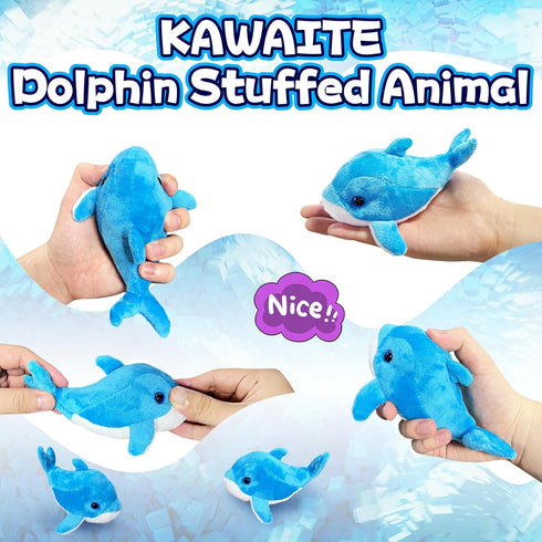 Kawaite (1 Pack), Blue Dolphin Stuffed Animal Kawaii Plushies for Girls and Boys, Dolphin Plush Toys Kids Key Chains