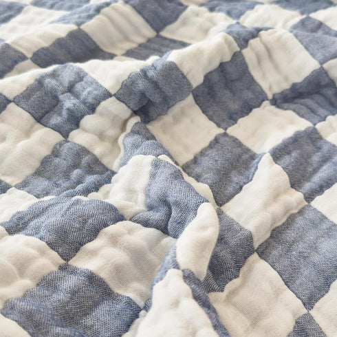 Brnabiou 2 Pack 32x32 inch Ultra Soft Checkered Muslin Hooded Baby Towels for Newborn Boys and Girls Cotton Muslin Baby