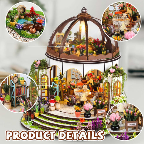 Kisoy DIY Miniature House Kit, Tiny House Building Kit with Furniture and LED Light for Adults and Teens, DIY Mini