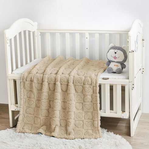 Cozy 30"x40" Yurhap Fleece Baby Blanket Heart Checkered, Ultra Soft Baby Blankets for Boys Girls, Fluffy Infant Toddler