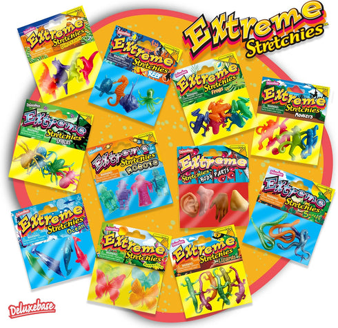 Extreme Stretchies - Frog from Deluxebase, Pack of 5 Small Reptile Animal Stretchy Toys - Perfect for Kids and Party