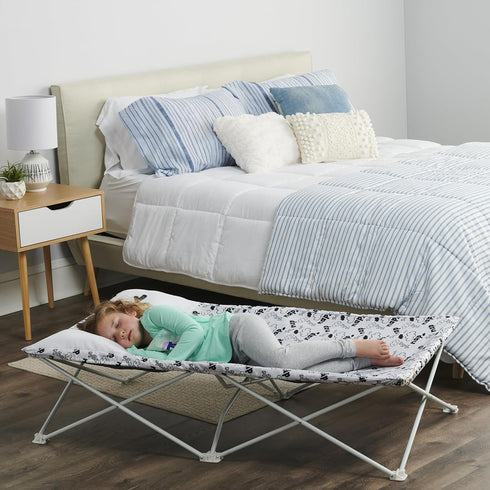 Regalo My Cot Pal Extra Long Portable Toddler Bed - White, Eye Lashes, Small Single