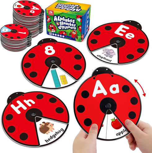 Coogam Interactive Alphabet Learning Toy, ABC Number Letters Spinning Game, Montessori Educational Gift for 3-5 Year