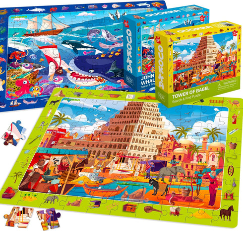 60 5-8 Set 4 4-6-10 5-7 QUOKKA Piece Kids Puzzles Ages - of Bible Jigsaw Puzzles for Kids Year Old - Tower of Babel