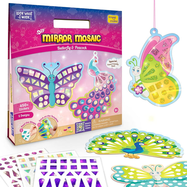 Imagimake Mirror Mosaic Butterfly & Peacock Kids Art Set | DIY Craft