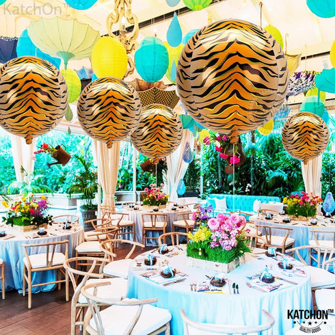 KatchOn Big Tiger Balloons for Birthday Party - 22 Inch, Pack of 6, Tiger Stripe Balloons for Graduation Decorations