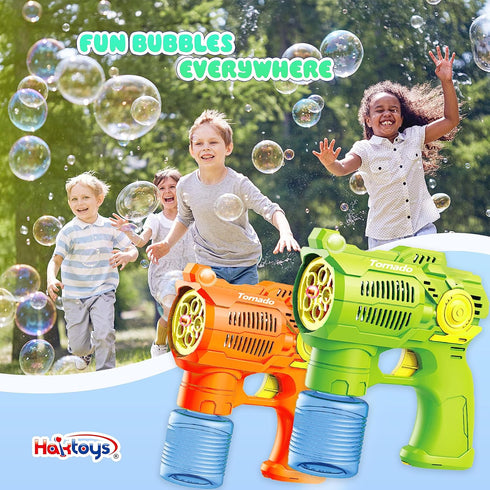 Bubble Guns Set of 2 - High Efficiency Bubbles Toys with Batteries and Refill Solutions for Indoor & Outdoor Play