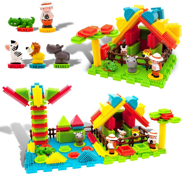 Picasso Toys PTB100 100pcs 3D Hedgehog Building Blocks Safari Theme Educational Kit for Age 3 & Up