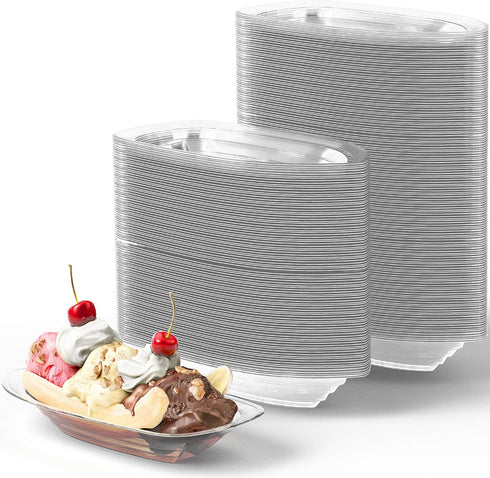 Super Fun Recyclable 8oz Banana Split Boats 250 Pack. Durable, Disposable Ice