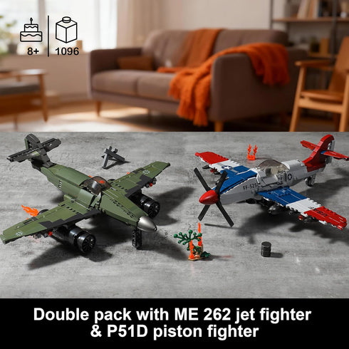 Mr.River WW2 Sets 262 P-51D Military Airplane Toy Building Compatible with Lego, Me Fighter Jet & Plane Army Model Kits