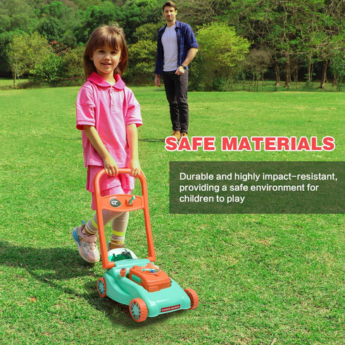 Kids Lawn Mower, No Batteries Required Toddler Lawn Mower with Realistic Grass-Cutting Action and Sounds for Outdoor