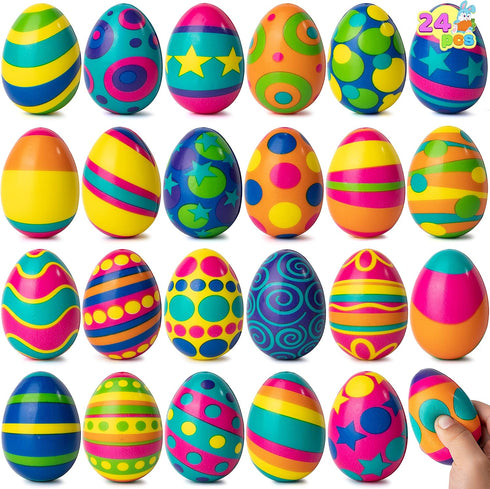 JOYIN 24 PCS Easter Eggs Colorful and Squishy Toy, Slow Rising Stress
